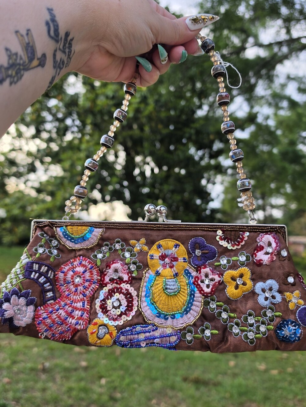 Beaded clutch bag
